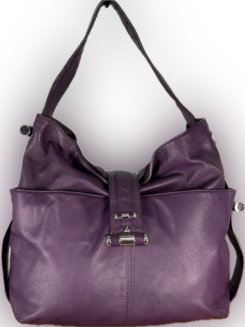 Michael Michael Kors Purple Pebbled Leather Slouchy Hobo Shoulder Bag
